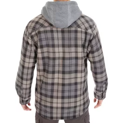 Men's Smith's Workwear Plaid Sherpa-Lined Microfleece Hooded Shirt Jacket -Workout Clothes Sales Store 5156351 ALT
