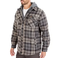 Men's Smith's Workwear Plaid Sherpa-Lined Microfleece Hooded Shirt Jacket -Workout Clothes Sales Store 5156351 ALT2