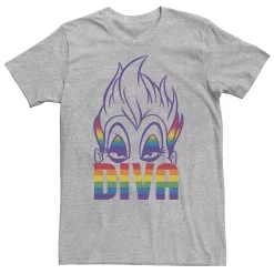 Big & Tall Disney Ursula Diva Big Head Rainbow Fill Portrait Tee