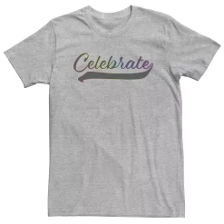 Big & Tall Celebrate Rainbow Outlined Cursive Text Tee