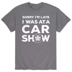 Men's Sorry I'm Late Car Show Tee -Workout Clothes Sales Store 5163014 Gray