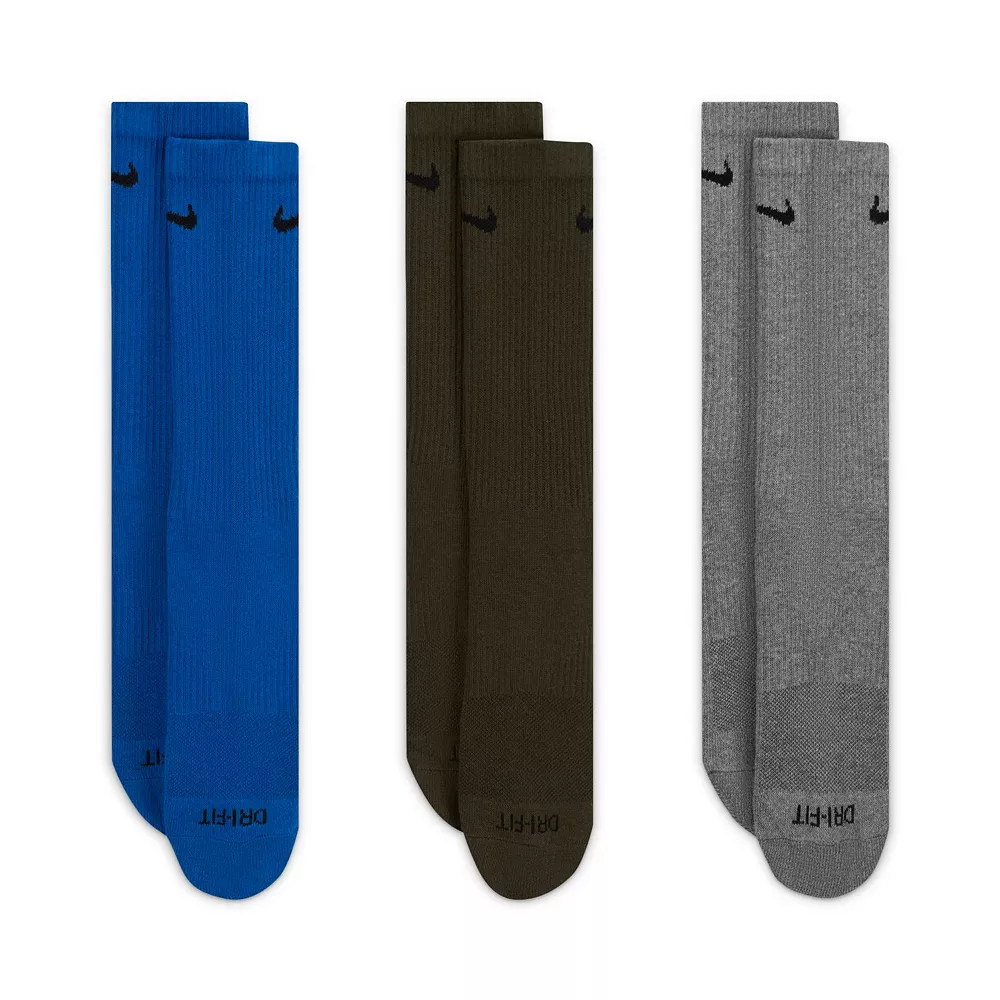 Men's Nike 3-pack Dri-FIT Everyday Plus Cushioned Training Crew Socks 3 Men's Nike 3-pack Dri-FIT Everyday Plus Cushioned Training Crew Socks