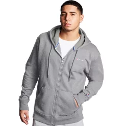 Men's Champion® Powerblend Fleece Full-Zip Hoodie -Workout Clothes Sales Store 5205444 Oxford Gray