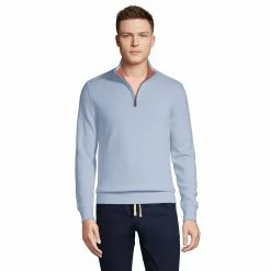 Big & Tall Lands' End Bedford Classic-Fit Ribbed Quarter-Zip Sweater 23 Big & Tall Lands' End Bedford Classic-Fit Ribbed Quarter-Zip Sweater -Workout Clothes Sales Store 5243252 Soft Blue Haze