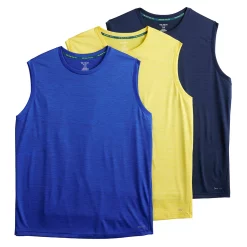 Big & Tall Tek Gear® 3-Pack Dry Tek Muscle Tee -Workout Clothes Sales Store 5261631 Blue Yellow Navy