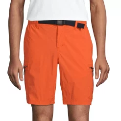 Men's Lands' End Outrigger Quick-Dry 9-inch Belted Cargo Swim Trunks -Workout Clothes Sales Store 5285783 Papaya Orange
