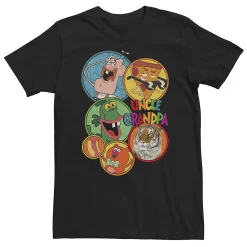 Big & Tall Cartoon Network Uncle Grandpa Group Shot Circles Tee -Workout Clothes Sales Store 5290974 Black