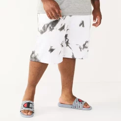 Big & Tall Champion® Tie-Dyed Fleece Shorts -Workout Clothes Sales Store 5358340 White Black