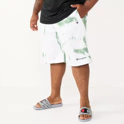 Big & Tall Champion® Tie-Dyed Fleece Shorts -Workout Clothes Sales Store 5358340 White Dark Green