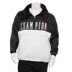 Big & Tall Champion® Collegiate Anorak Jacket -Workout Clothes Sales Store 5475973 Black White