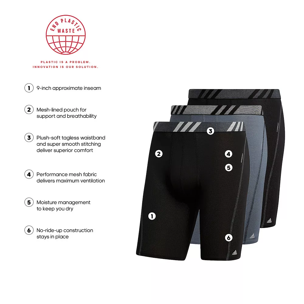 Men's adidas 3-pack Sport Performance Mesh Long-Leg Boxer Briefs 11 Men's adidas 3-pack Sport Performance Mesh Long-Leg Boxer Briefs - Image 9