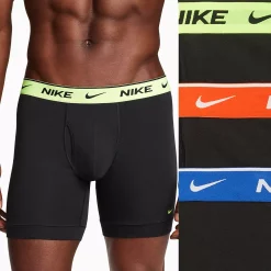 Men's Nike Dri-FIT Essential 3-pack Stretch Boxer Briefs -Workout Clothes Sales Store 5518388 Black Orange Blue