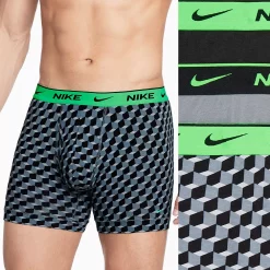 Men's Nike Dri-FIT Essential 3-pack Stretch Boxer Briefs -Workout Clothes Sales Store 5518388 D24 Gray Print
