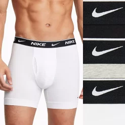 Men's Nike Dri-FIT Essential 3-pack Stretch Boxer Briefs -Workout Clothes Sales Store 5518388 White Grey Black