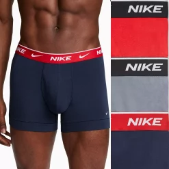 Men's Nike Dri-FIT Essential 3-pack Stretch Trunks -Workout Clothes Sales Store 5518480 Obsidian Cool Grey Red