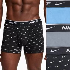 Men's Nike Dri-FIT Essential 3-pack Stretch Trunks -Workout Clothes Sales Store 5518480 Swoosh Grey Blue