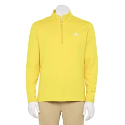 Men's adidas 3-Stripes Quarter-Zip Pullover Top -Workout Clothes Sales Store 5535416 Impact Yellow