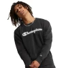 Men's Champion® Vintage Wash Varsity Fleece Crew Sweatshirt 1 Men's Champion® Vintage Wash Varsity Fleece Crew Sweatshirt -Workout Clothes Sales Store 5537093 Solar Wash Black