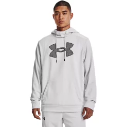 Men's Under Armour Big Logo Fleece Hoodie -Workout Clothes Sales Store 5552402 Halo Gray