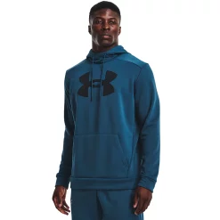 Men's Under Armour Big Logo Fleece Hoodie -Workout Clothes Sales Store 5552402 Petrol Blue