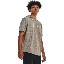 Men's Under Armour Rival Terry Short Sleeve Hoodie -Workout Clothes Sales Store 5552450 Khaki Base