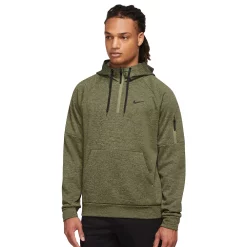 Men's Nike Therma-FIT 1/4-Zip Fitness Hoodie -Workout Clothes Sales Store 5557413 Rough Green