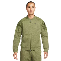 Men's Nike Therma-FIT Fitness Bomber Jacket -Workout Clothes Sales Store 5557438 Rough Green