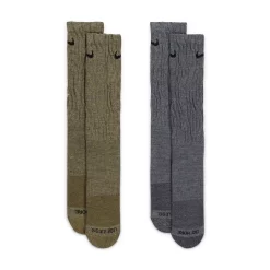 Men's Nike 2-Pack Everyday Plus Cushioned Crew Socks -Workout Clothes Sales Store 5568875 Yellow Heather Grey