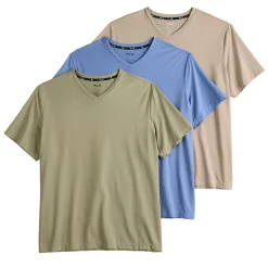 Big & Tall FLX 3-Pack Dynamic Comfort V-Neck Tee Set -Workout Clothes Sales Store 5583367 Laughlin Green