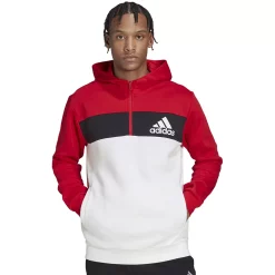 Men's adidas Quarter-Zip Hooded Track Top -Workout Clothes Sales Store 5593299 Scarlet