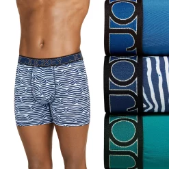 Men's Jockey 3-Pack Active Microfiber 5" Boxer Briefs -Workout Clothes Sales Store 5615201 Flowing Waves Multi