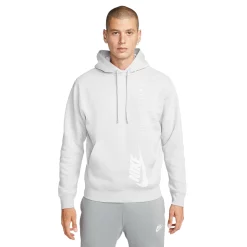 Men's Nike Club+ Brushed-Back Fleece Pullover Hoodie -Workout Clothes Sales Store 5690909 Gray Fog
