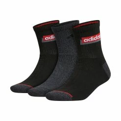 Adidas Men's Blocked Linear II 3-Pack Quarter Socks 10 Adidas Men's Blocked Linear II 3-Pack Quarter Socks -Workout Clothes Sales Store 5720070 Black Gray Red