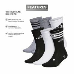 Men's adidas 6-pack Athletic Cushioned Crew Socks 16 Men's adidas 6-pack Athletic Cushioned Crew Socks -Workout Clothes Sales Store 5720078 ALT