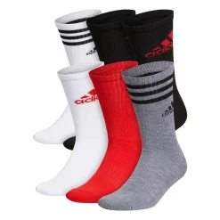 Men's adidas 6-pack Athletic Cushioned Crew Socks 13 Men's adidas 6-pack Athletic Cushioned Crew Socks -Workout Clothes Sales Store 5720078 Black Red White