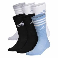 Men's adidas 6-pack Athletic Cushioned Crew Socks 14 Men's adidas 6-pack Athletic Cushioned Crew Socks -Workout Clothes Sales Store 5720078 Light Blue White Gray