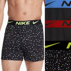 Men's Nike Dri-FIT Essential 3-Pack Boxers -Workout Clothes Sales Store 5760602 Black Print Gray Black