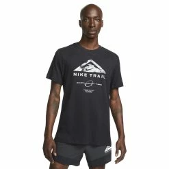 Men's Nike Dri-FIT Trail Running Tee -Workout Clothes Sales Store 5807203 Black White