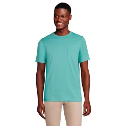 Men's Lands' End Supima Pocket Tee 21 Men's Lands' End Supima Pocket Tee -Workout Clothes Sales Store 5919021 Teal Shadow