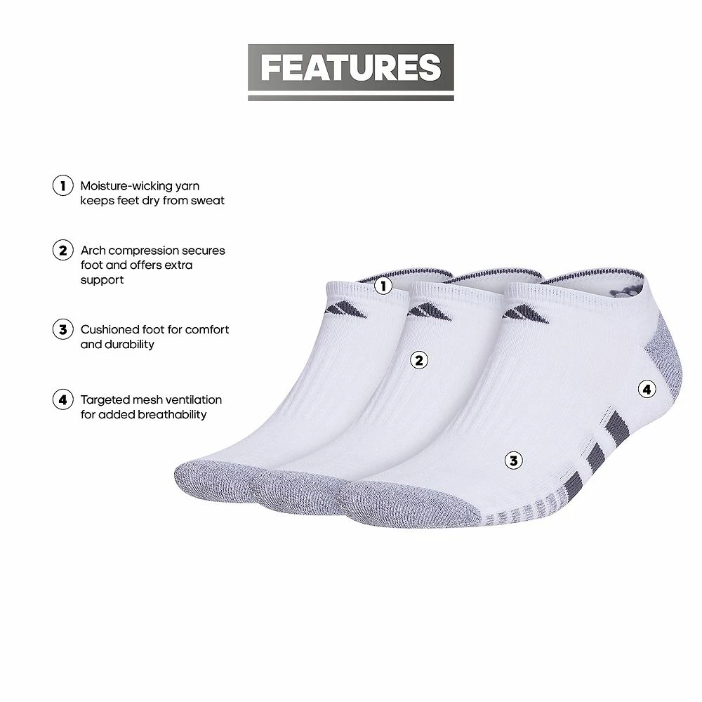 Men's adidas Cushioned 3.0 3-Pack No Show Socks 8 Men's adidas Cushioned 3.0 3-Pack No Show Socks - Image 6