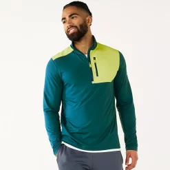 Men's Tek Gear® Mixed Media Pullover -Workout Clothes Sales Store 6119976 Blue Dye Lime