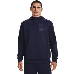 Men's Under Armour Big Logo Fleece Hoodie -Workout Clothes Sales Store 6196612 Midnight Navy