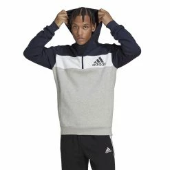 Men's adidas Quarter-Zip Hooded Track Top -Workout Clothes Sales Store 6225016 Legend Ink