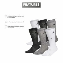 Men's adidas 6-pack Athletic Cushioned Crew Socks 20 Men's adidas 6-pack Athletic Cushioned Crew Socks -Workout Clothes Sales Store 984385 ALT