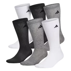 Men's adidas 6-pack Athletic Cushioned Crew Socks 18 Men's adidas 6-pack Athletic Cushioned Crew Socks -Workout Clothes Sales Store 984385 White Beige Gray
